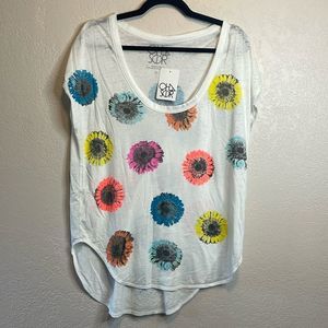 Chaser daisy print cap sleeve t-shirt sz S